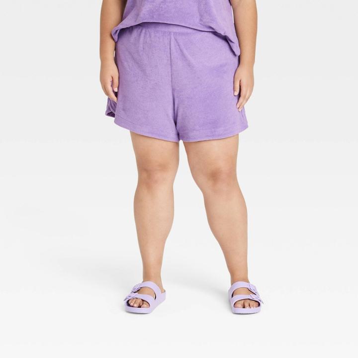 Women's Plus Size Mid-rise Pull-on Shorts - A New Day Purple