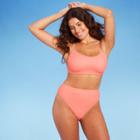Juniors' Ribbed Bralette Bikini Top - Xhilaration Coral Pink D/dd Cup
