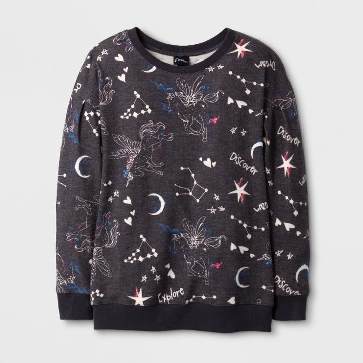 Girls' Long Sleeve Tunic Top - Art Class Black/white