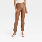 Women's High-waisted Split Hem Faux Leather Leggings - A New Day Brown