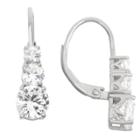 2 2/5 Tcw Tiara Sterling Silver 3-stone White Sapphire Leverback Earrings