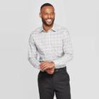 Men's Plaid Standard Fit Long Sleeve Non Iron Dress Shirt - Goodfellow & Co Gray Mist