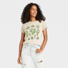 Fifth Sun Women's Cactus Grid Short Sleeve Graphic T-shirt - Taupe