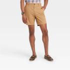 Men's 7 Slim Fit Flat Front Shorts - Goodfellow & Co Dapper Brown