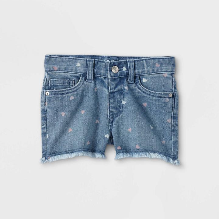 Toddler Girls' Heart Cutoff Jean Shorts - Cat & Jack Blue