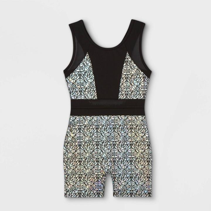 Girls' Iridescent Geometric Gymnastics Biketard - Cat & Jack Black