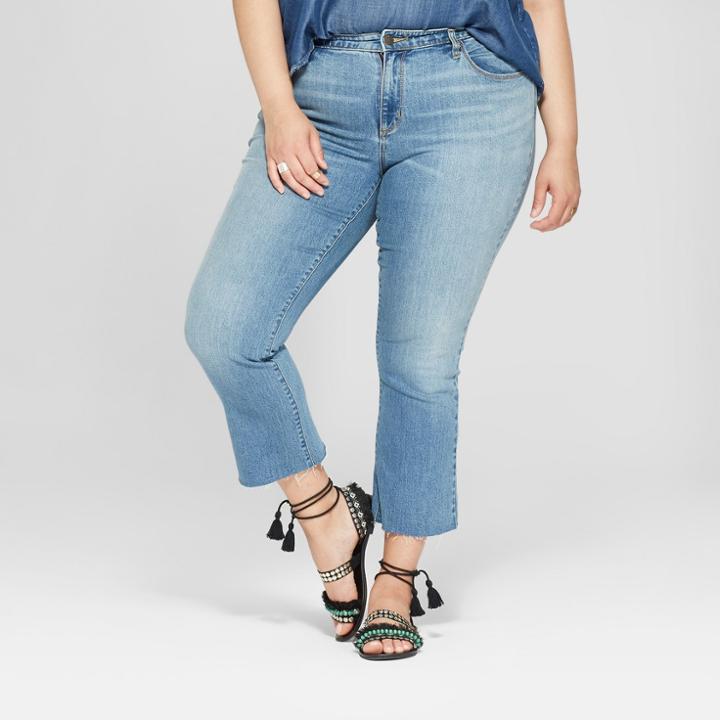 Women's Plus Size Kick Boot Crop Jeans - Universal Thread Light Wash