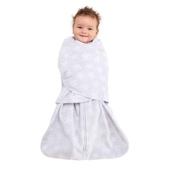 Halo Innovations Sleepsack Micro-fleece Swaddle Wrap - Gray Stars Fleece Newborn