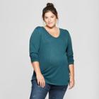 Maternity Plus Size Long Sleeve Shirred T-shirt - Isabel Maternity By Ingrid & Isabel Green Heather