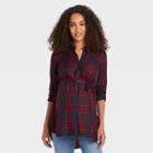 Long Sleeve Button-down Maternity Shirt - Isabel Maternity By Ingrid & Isabel Blue Plaid