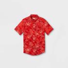 Oversizeboys' Button-down Short Sleeve Shirt - Cat & Jack Red/orange