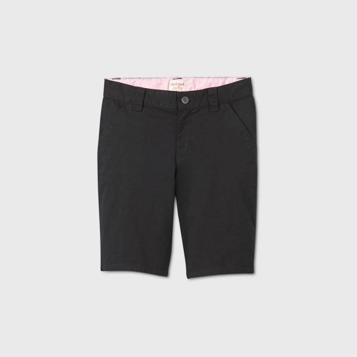 Girls' Flat Front Stretch Uniform Shorts - Cat & Jack Light Khaki