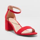 Women's Michaela Wide Width Mid Block Heel Pump Sandals - A New Day Red 6w,