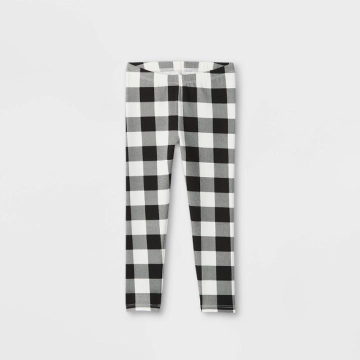 Toddler Girls' Buffalo Check Leggings - Cat & Jack Black/cream