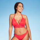 Shade & Shore Women's Light Lift Long Line Elastic Trim Triangle Bikini Top - Shade &