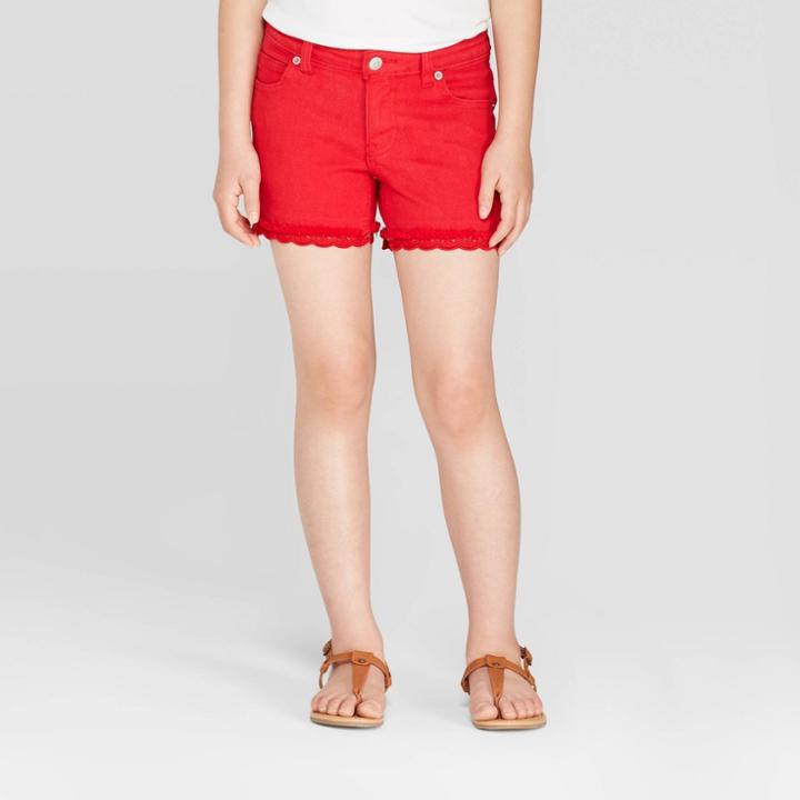 Girls' Crochet Jean Shorts - Cat & Jack Red