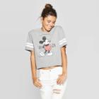 Women's Disney Mickey Mouse Short Sleeve Cropped T-shirt (juniors') - Heather Gray