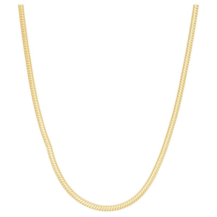Tiara Gold Over Silver 20 Round Snake Chain Necklace, Size: 20 Inch, Yellow