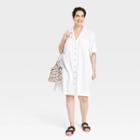 Women's Plus Size Short Sleeve Button-front Shirtdress - Universal Thread White