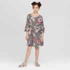Lots Of Love By Speechless Girls' All Over Floral Print Dress - Black 12, Black Purple