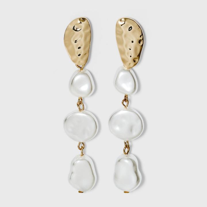 Hammered Post Drop Earrings - A New Day Gold