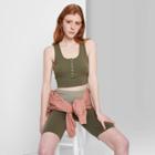 Women's Snap Front Tiny Tank Top - Wild Fable Olive Green