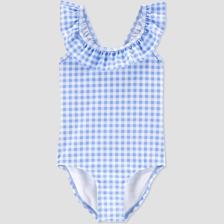 Toddler Girls' Gingham Check One Piece Swimsuit - Just One You Made By Carter's Blue