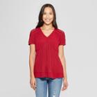 Women's Short Sleeve V-neck Blouse - Knox Rose Red