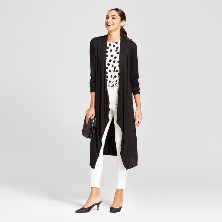 Women's Long Sleeve Shawl Collar Sweater - Alison Andrews Black