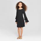 Girls' Bell Sleeve Tunic Dress - Art Class Black
