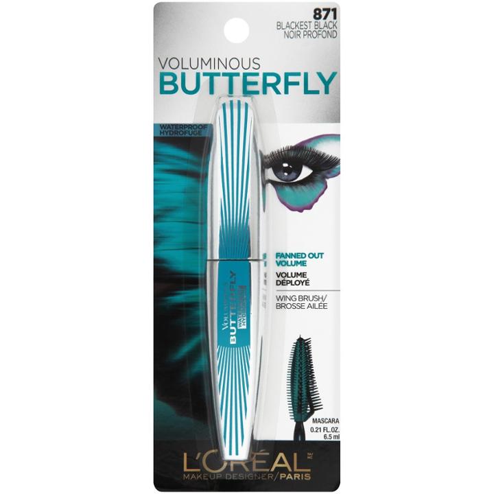 L'oreal Paris Voluminous Butterfly Waterproof 871 Blackest Black .21 Fl Oz