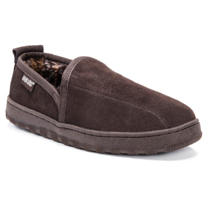 Men's Muk Luks Berber Suede Slip On Slippers - Brown