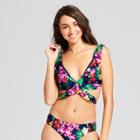 Clean Water Women's Floral Print Ruffle Wrap Bikini - Blue