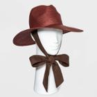 Women's Straw Panama Hat With Ties - Universal Thread Rust, Red/brown