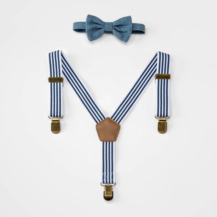 Toddler Boys' Suspender And Bowtie Set - Cat & Jack , White