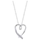Target Women's Cubic Zirconia First My Daughter-forever My Friend Heart Necklace In Sterling Silver,