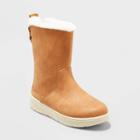 Girls' Olive Double Zipper Slip-on Winter Shearling Style Boots - Cat & Jack Cognac