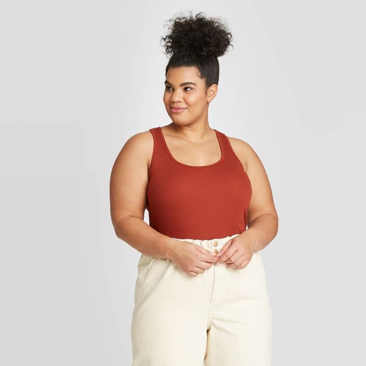 Women's Plus Size Tank Top - Universal Thread Rust 1x, Women's,