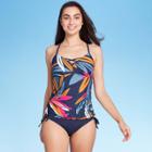 Women's Strappy Front Tankini Top - Kona Sol Navy Xs, Women's, Blue