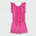 Toddler Girls' Stars Ruffle Sleeve Romper - Cat & Jack Pink