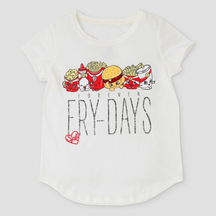 Girls' Shopkins Forever Fry-days Graphic Short Sleeve T-shirt - Ivory