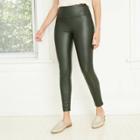 Women's High-rise Faux Leather Leggings - A New Day Dark Green