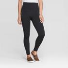 Women's Seamless High Waist Fleece Lined Leggings - A New Day Charcoal Gray L/xl,