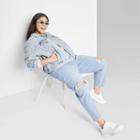Women's Super-high Rise Distressed Mom Taper Jeans - Wild Fable Light Blue Denim