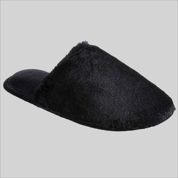 Isotoner Women's Faux Fur Shay Clog Slippers - Black