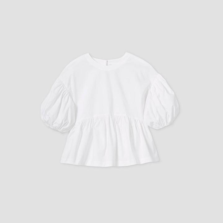 Women's Puff Short Sleeve Poplin Top - Prologue White