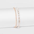 Silver Plated Howlite Bead Pave Disc Bracelet - A New Day Gold