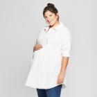 Maternity Plus Size Peplum Hem Woven Shirt - Isabel Maternity By Ingrid & Isabel White