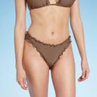 Women's Cheeky Ruffle Bikini Bottom - Shade & Shore Hot Chocolate Brown