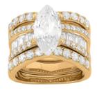 Target 4.35 Ct. T.w. 14x7mm Marquise-cut Cubic Zirconia With Baguette Side Stones 3-piece Ring Set In 14k Gold Over Silver - (5), Girl's, Yellow